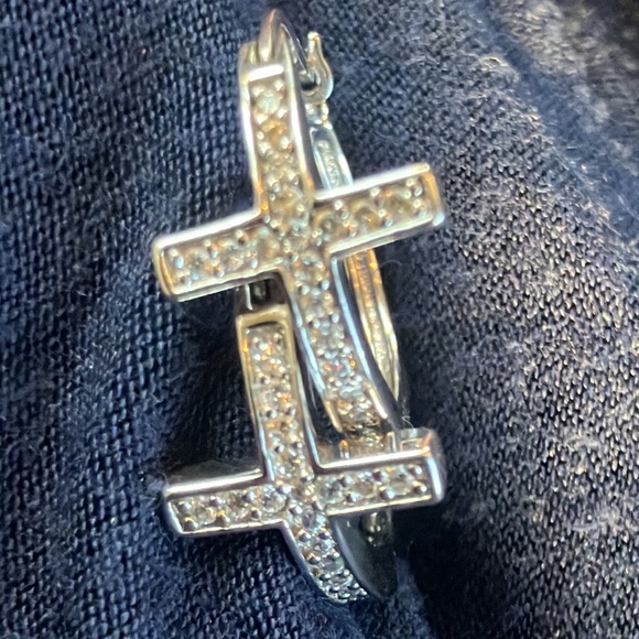 Cross Hoop Earrings - Picture 7 of 7